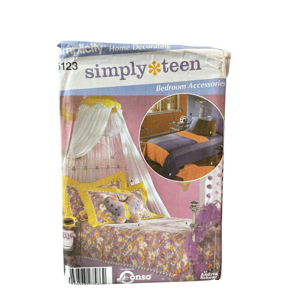 Simplicity Sewing Pattern 5123 Simply Teen OS Multicolor Bedroom Accessories Y2K